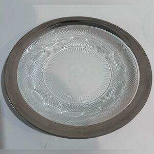 Vintage Moser Czech Pressed Glass Coaster w/ Metal Rim – Rare Marked Piece